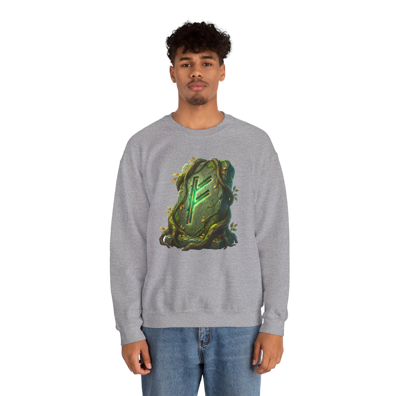 Fehu Wealth Rune Sweatshirt - Heavy Blend Fleece Crewneck - Unisex White