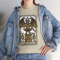 The Devil Tarot Card Graphic T-Shirt - Heavy Cotton Classic Fit Tee - Unisex White