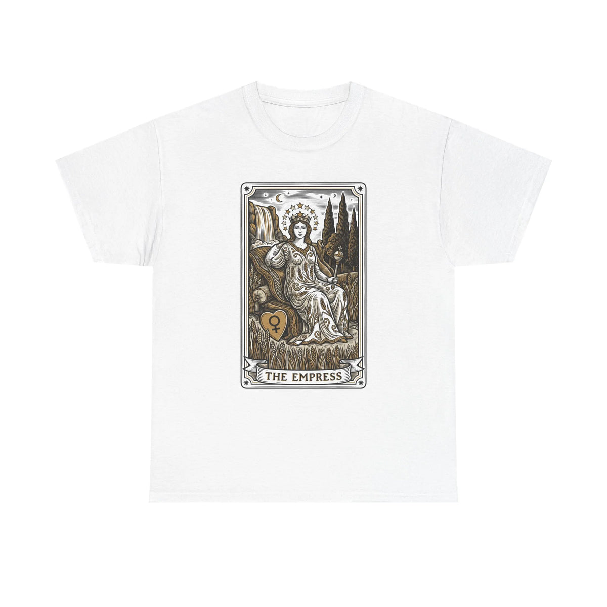 Empress Tarot Card Graphic T-Shirt - Heavy Cotton Classic Fit Tee - Unisex White