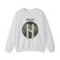 Hagalaz Rune Hail Graphic Sweatshirt - Medium-Heavy Cotton Blend Crewneck - Unisex White