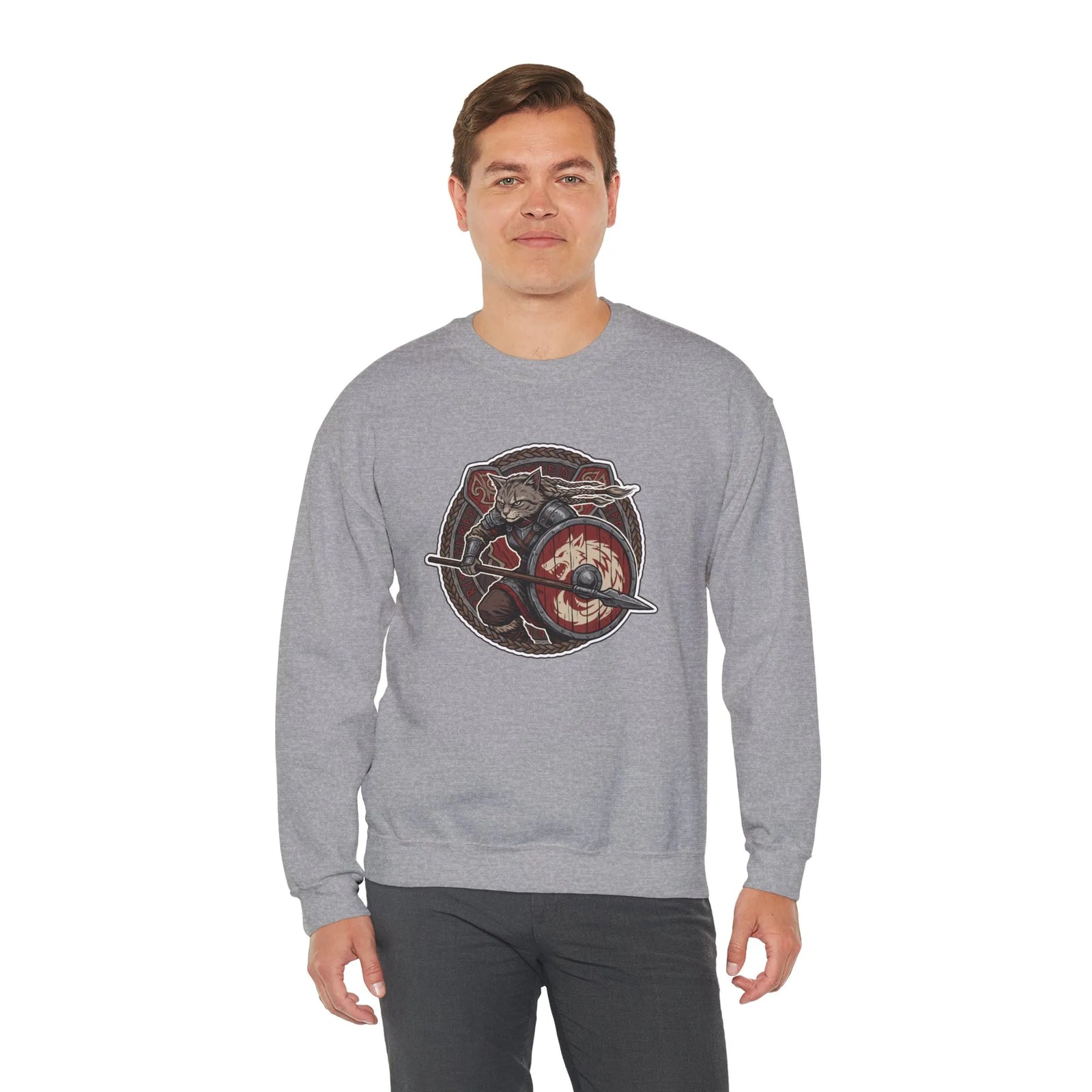 Shieldmaiden Viking Berserker Cats Sweatshirt - Heavy Blend Fleece Crewneck - Unisex White