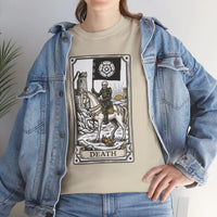 Death Tarot Card Knight Graphic T-Shirt - Heavyweight 100% Cotton Classic Fit Tee - Unisex White
