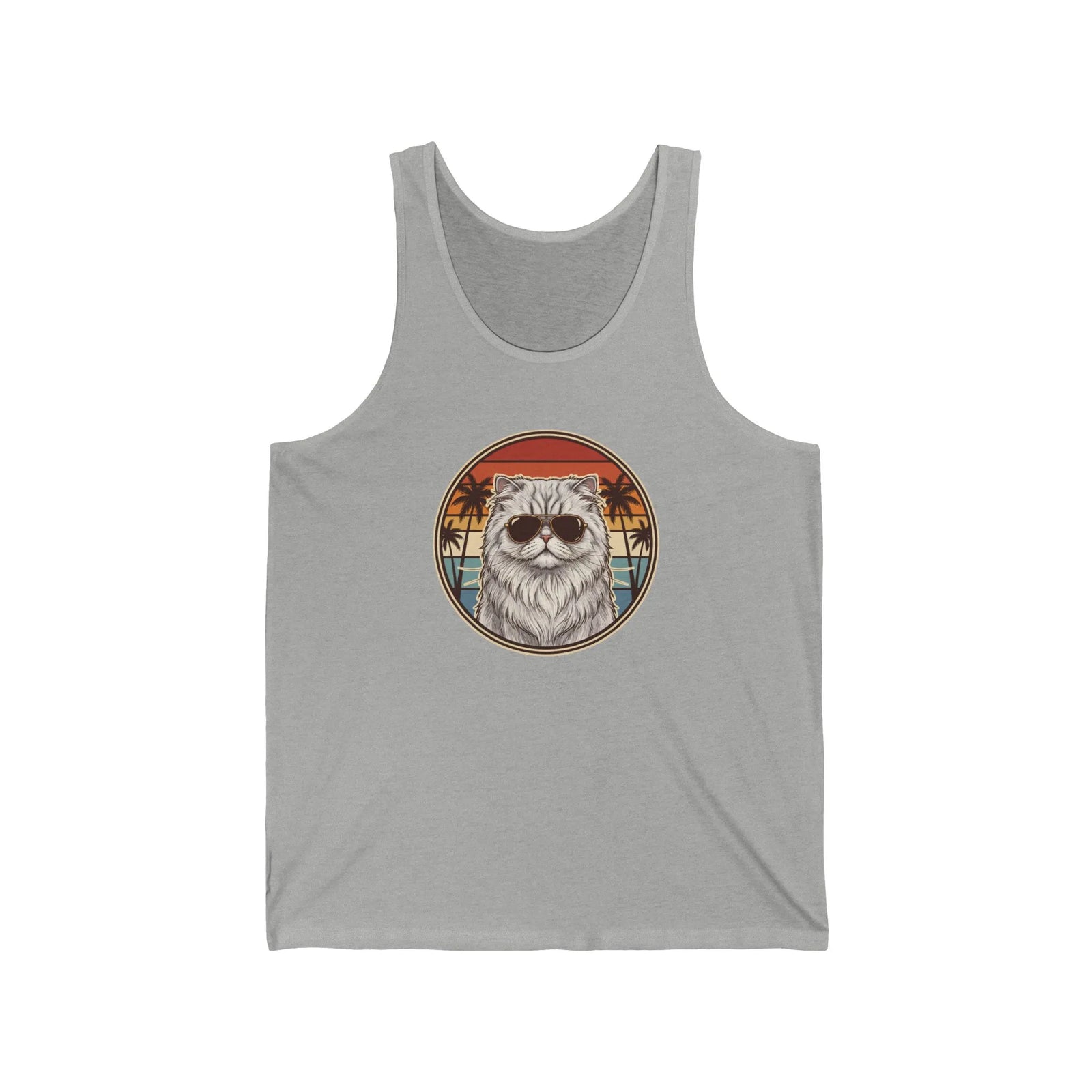Persian Cool Cat Aviator Graphic Tank Top - Soft Combed Cotton Retail Fit Tank - Unisex White