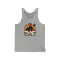 Black Cat Retro 70s Sunset Tank Top - Soft Combed Cotton Jersey - Unisex White