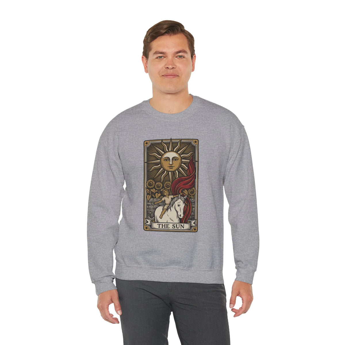 The Sun Tarot Card Sweatshirt - Heavy Blend Fleece Crewneck - Unisex White