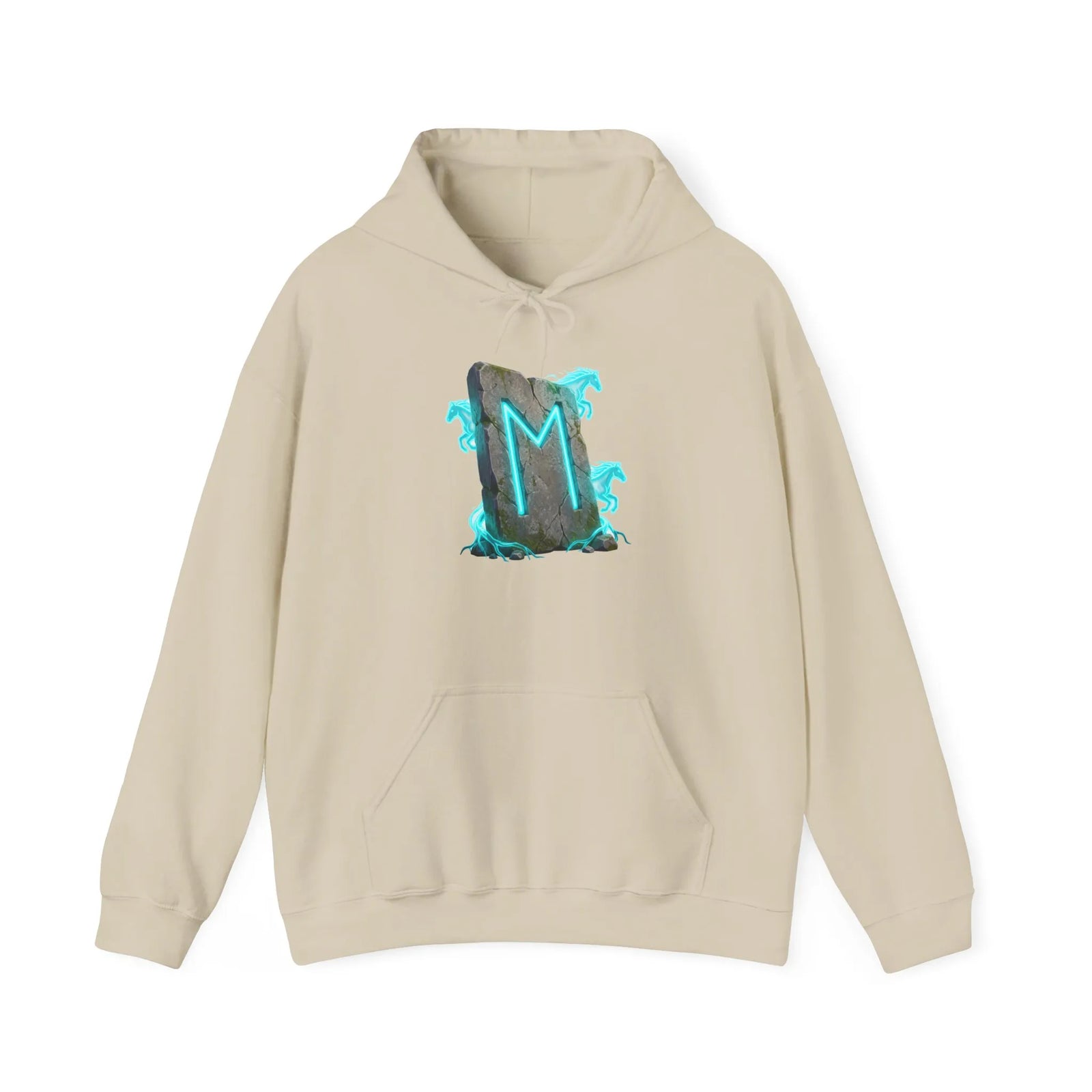 Norse Ehwaz Rune Spirit Horses Hoodie - Heavy Blend Fleece Pullover - Unisex White