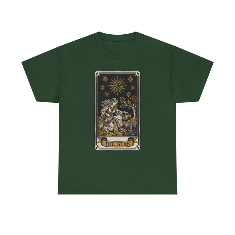 Tarot The Star Card Graphic T-Shirt - Heavy Cotton Classic Fit Tee - Unisex Off White