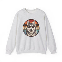 Siberian Husky 70s Sunset Aviators Sweatshirt - Heavyweight Cotton Blend Crewneck - Unisex White