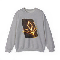 Ingwaz Rune Sacred Seed Sweatshirt - Classic Fit Heavy Blend Crewneck - Unisex White