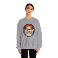 70s Sunset Poodle Aviators Graphic Sweatshirt - Heavy Blend Cotton-Poly Crewneck - Unisex White