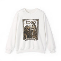 Strength Tarot Card Sweatshirt - Heavy Blend Crewneck Fleece - Unisex White