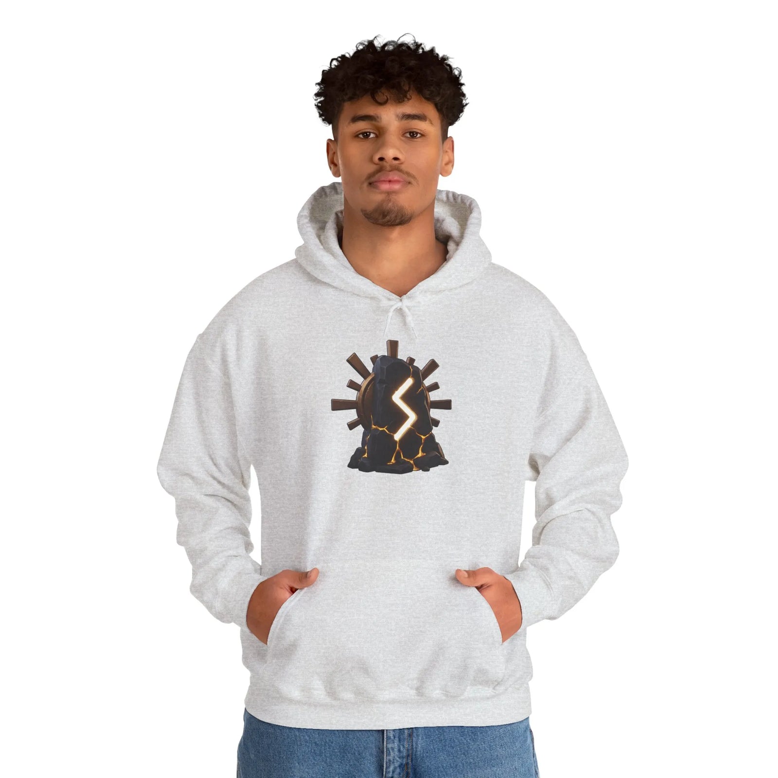 Sowulo Rune Sun Ray Hoodie - Heavy Blend Fleece Pullover - Unisex White
