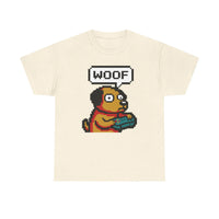 8-Bit Pixel Gaming Dog T-Shirt - Heavy Cotton Classic Fit Tee - Unisex White