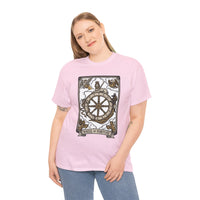 Wheel of Fortune Tarot Graphic T-Shirt - Heavyweight Cotton Classic Fit - Unisex White