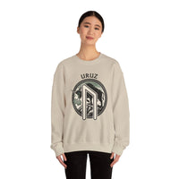 Uruz Rune Bull Norse Mythology Sweatshirt - Heavy Blend Cotton Poly Crewneck - Unisex White