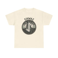 Eihwaz Yew World Tree Rune T-Shirt - Heavyweight 100% Cotton Classic Fit - Unisex White