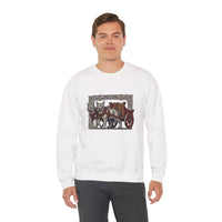Freyja's Sacred Cats Norse Woodcut Sweatshirt - Heavy Blend Crewneck Fleece - Unisex White