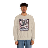 Heavy Metal Rocker Cat Sweatshirt - Heavy Blend Fleece Crewneck - Unisex White