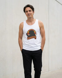 Retro 70s Sunset Labrador Tank Top - Lightweight Retail Fit Jersey - Unisex White