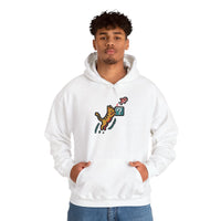 Power Up 8-Bit Pixel Gaming Cats Hoodie - Heavy Blend Fleece Pullover - Unisex White