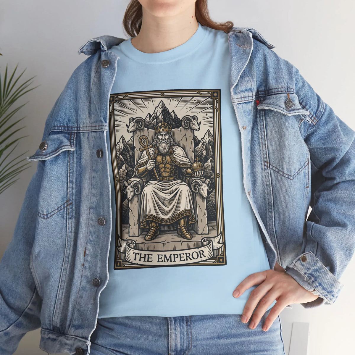 The Emperor Tarot Card T-Shirt - Heavy Cotton Classic Fit - Unisex White