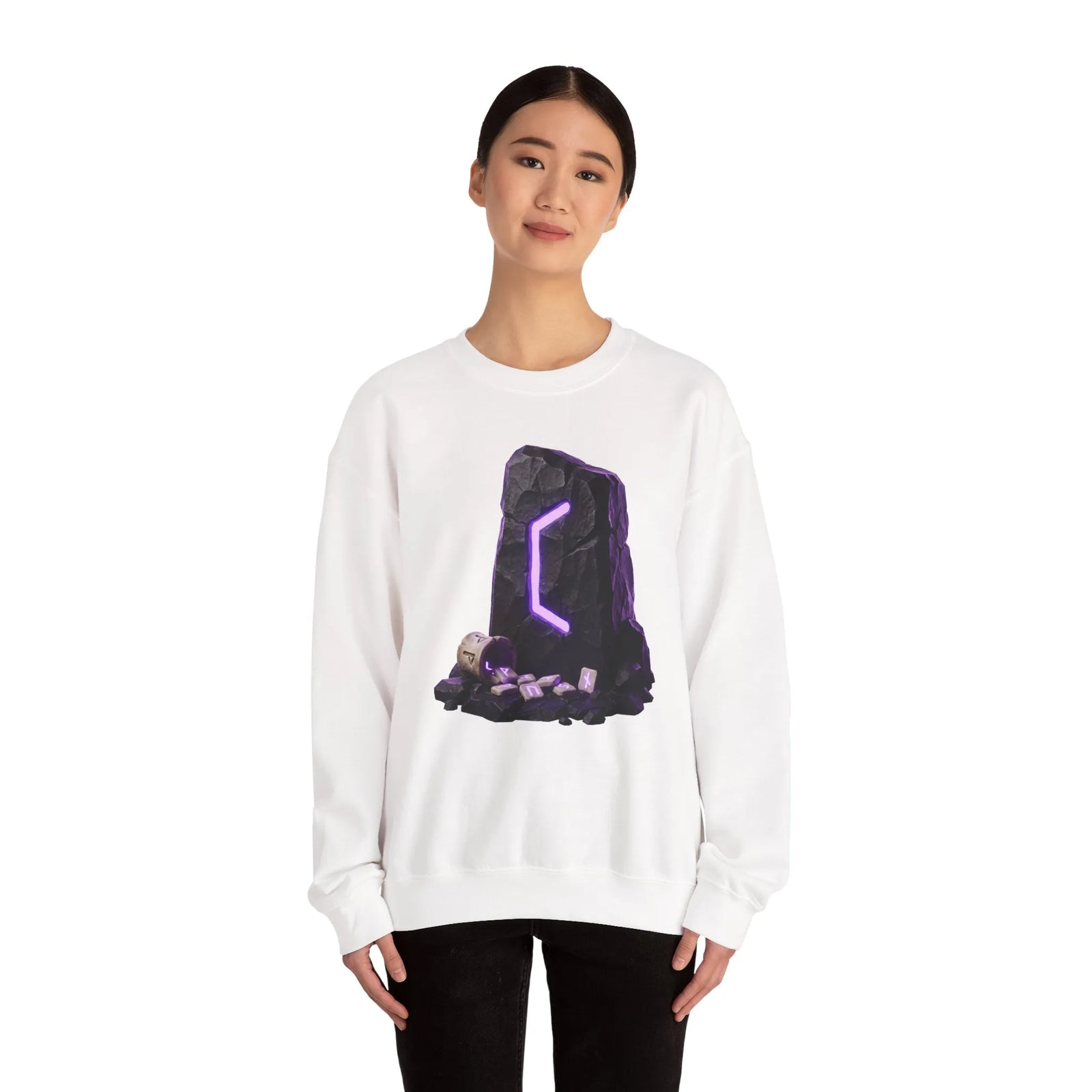 Perthro Rune Mystery Sweatshirt - Durable Cotton Poly Blend Crewneck - Unisex White