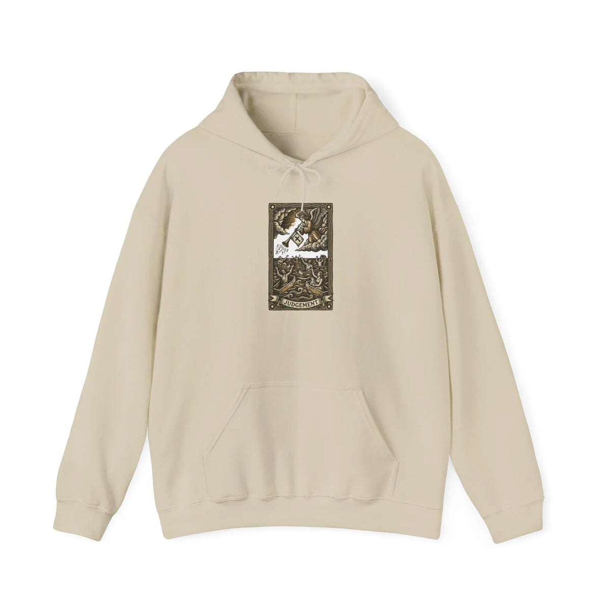 Judgement Tarot Card Graphic Hoodie - Heavyweight Cotton Blend Pullover - Unisex White