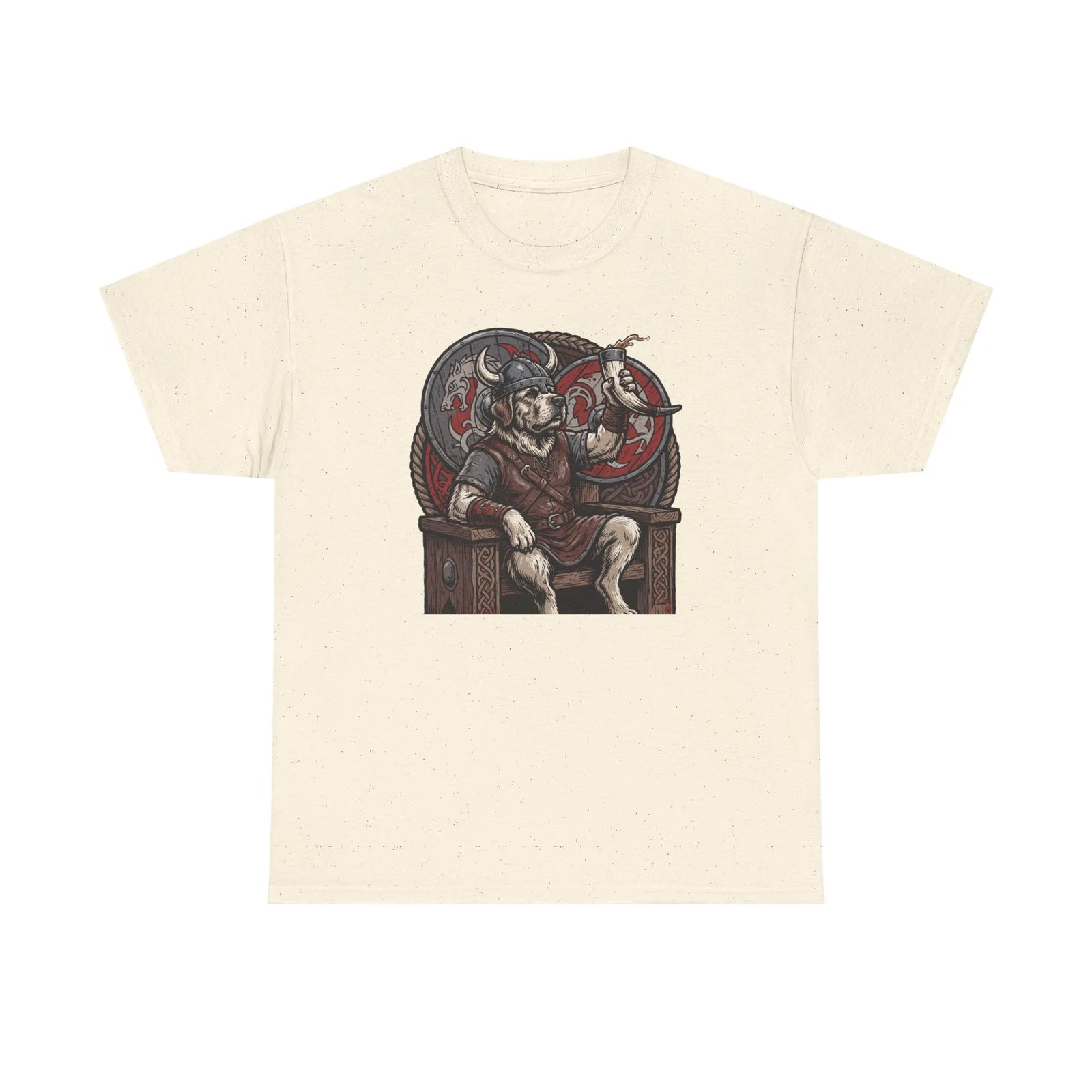 Viking Berserker Dogs Graphic T-Shirt - Heavy Cotton Classic Fit Tee - Unisex White