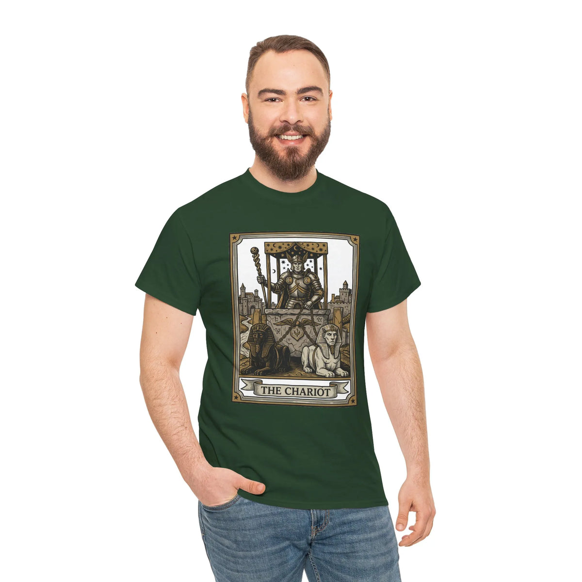 The Chariot Tarot Card T-Shirt - Heavy Cotton Classic Fit Tee - Unisex White