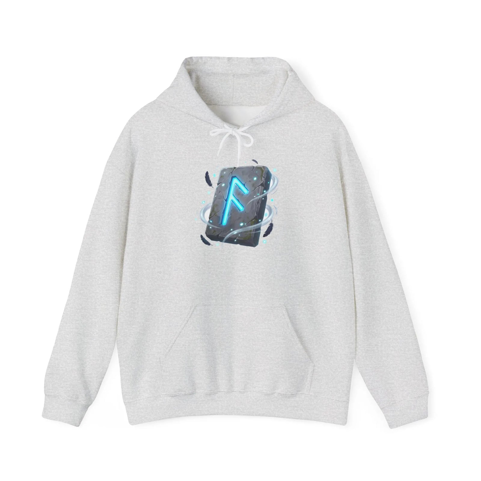 Ansuz Rune Odin's Raven Graphic Hoodie - Medium Heavy Fabric Classic Fit - Unisex White