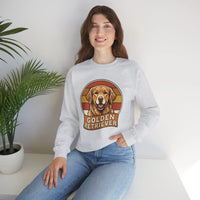 Golden Retriever Retro 70s Sunset Sweatshirt - Heavy Blend Fleece Crewneck - Unisex Ash