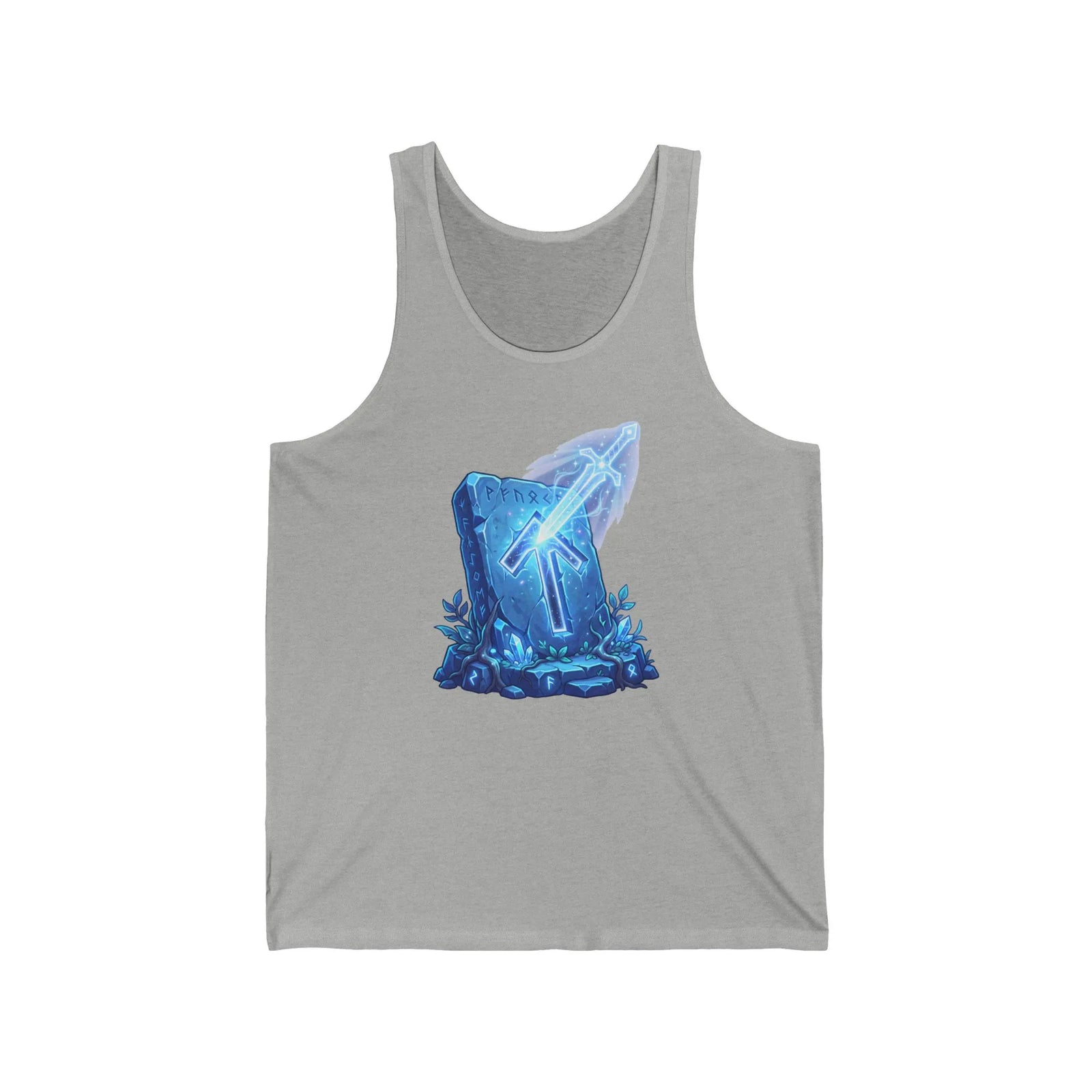 Tiwaz Rune Sky Sword Graphic Tank Top - Lightweight Jersey Knit Retail Fit - Unisex White