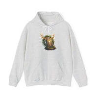 Elhaz Protection Rune Antler Hoodie - Heavy Blend Cotton Blend Pullover - Unisex White
