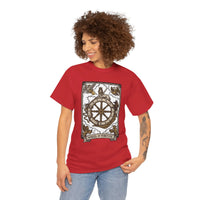 Wheel of Fortune Tarot Graphic T-Shirt - Heavyweight Cotton Classic Fit - Unisex White