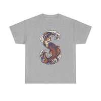 Koi Rider Ukiyo-e Samurai Cat T-Shirt - Heavy Cotton Classic Fit Tee - Unisex White