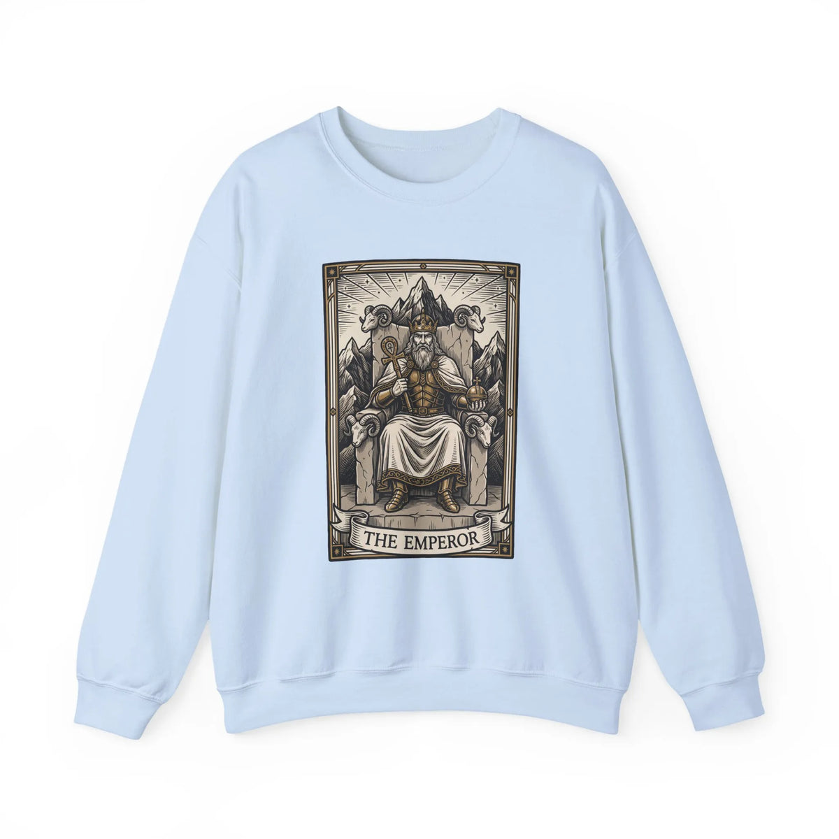 The Emperor Tarot Card Sweatshirt - Soft Durable Fleece Crewneck - Unisex White