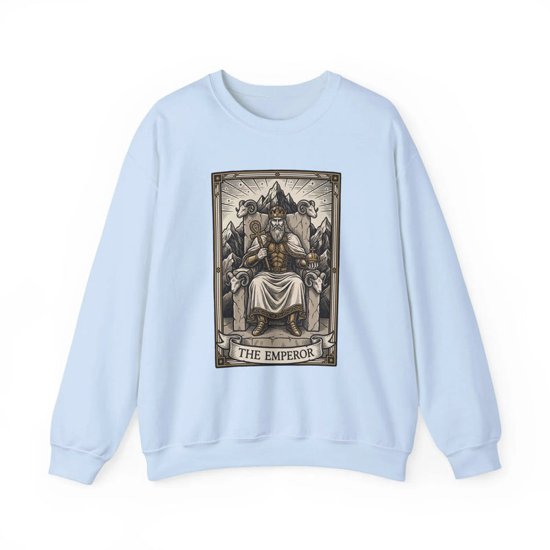 The Emperor Tarot Card Sweatshirt - Soft Durable Fleece Crewneck - Unisex White