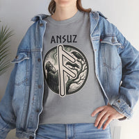 Ansuz Rune Divine Speech Graphic T-Shirt - Heavy Cotton Classic Fit Tee - Unisex White