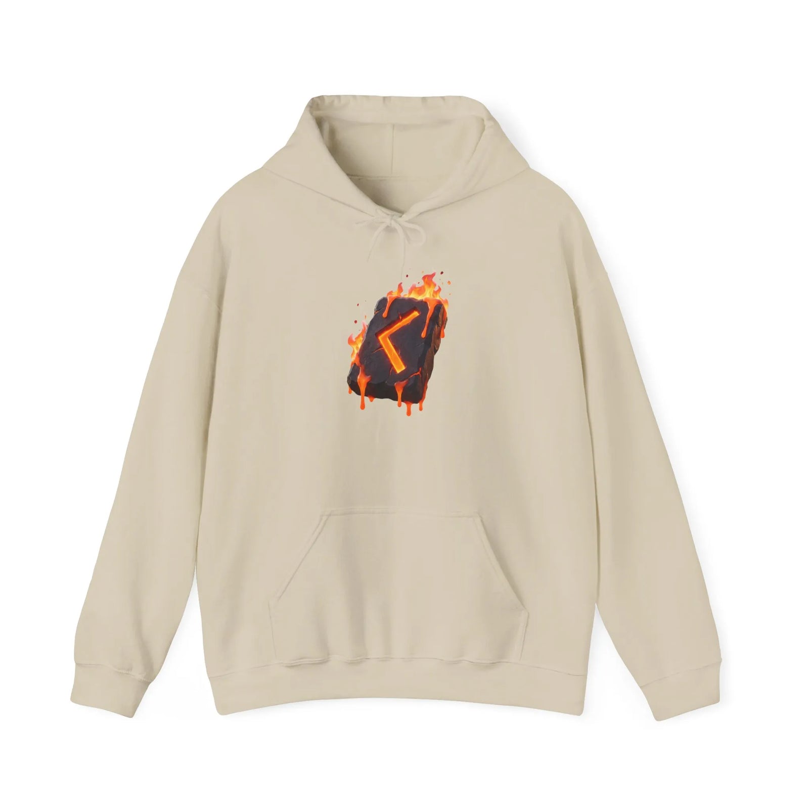 Kenaz Rune Torch Flame Hoodie - Soft Fleece Pullover Hoodie - Unisex White