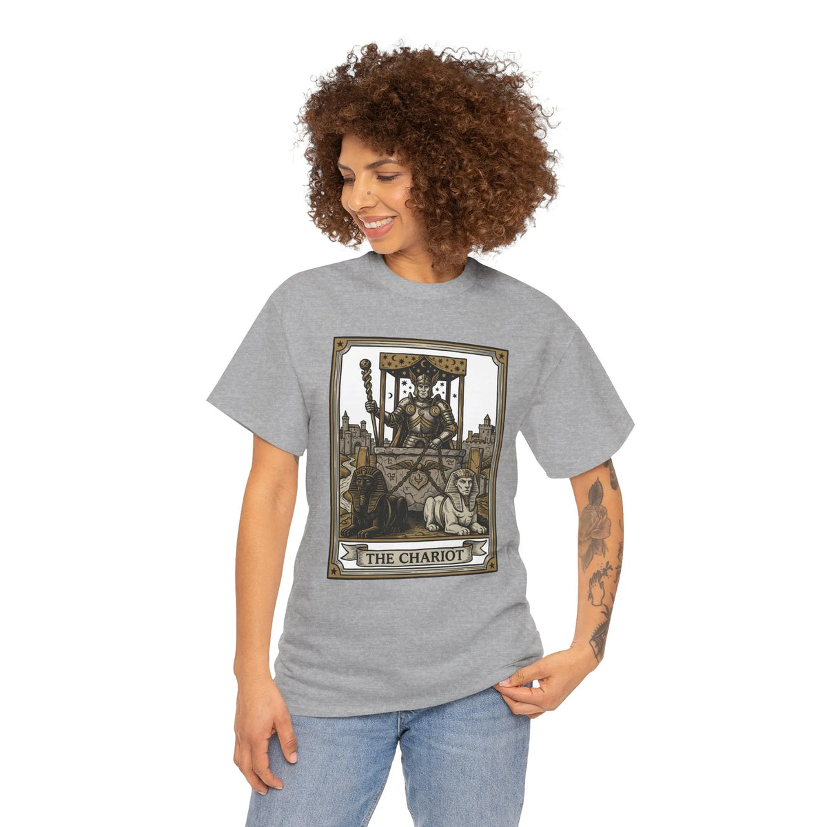 The Chariot Tarot Card T-Shirt - Heavy Cotton Classic Fit Tee - Unisex White