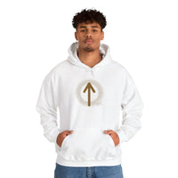 Tiwaz Rune Justice Sovereignty Hoodie - Medium Weight Cotton Blend Pullover - Unisex White