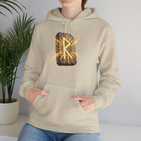 Raido Rune Journey Wheel Hoodie - Soft Cotton Blend Pullover Hooded - Unisex White