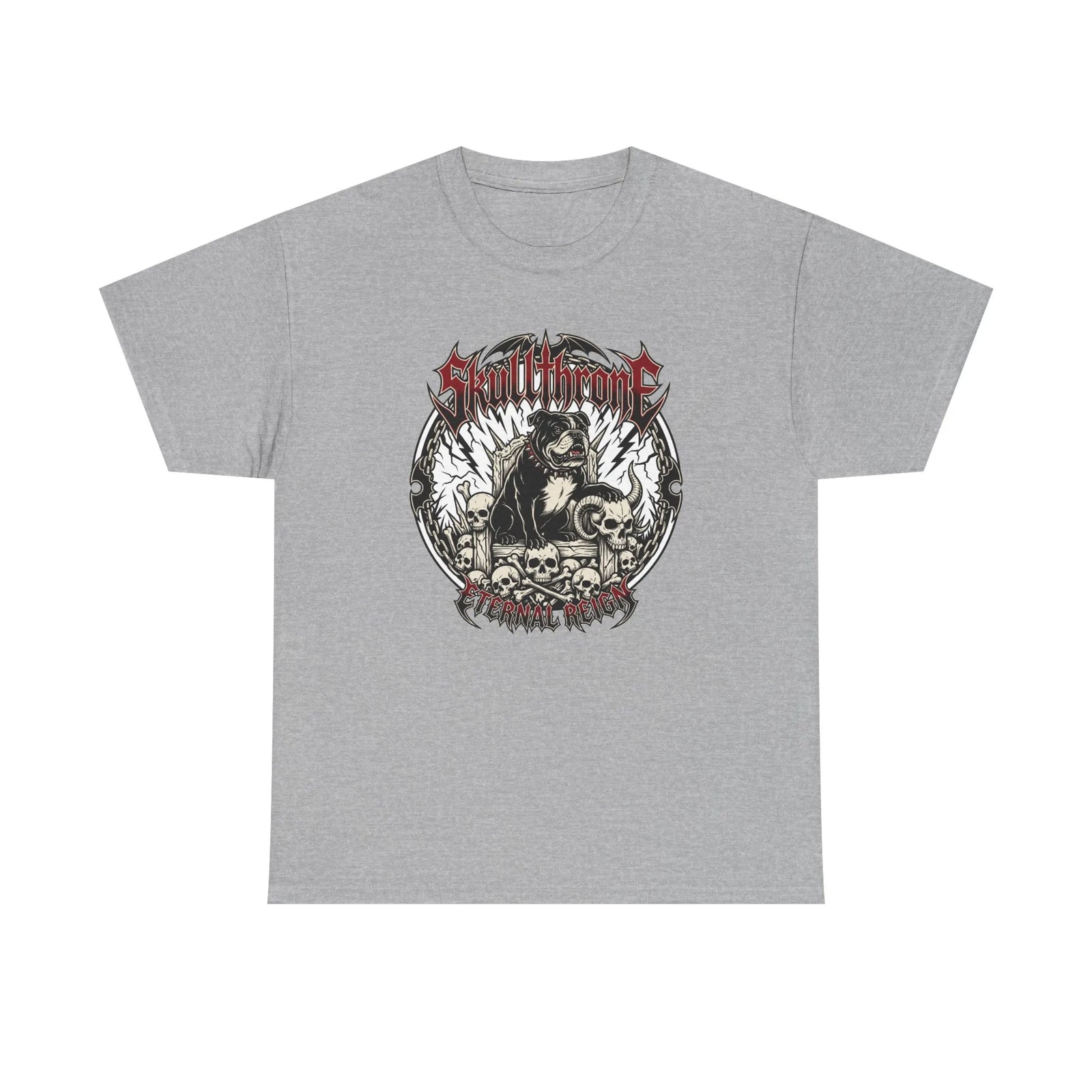 Skull Throne Heavy Metal Dog T-Shirt - Heavyweight Cotton Classic Tee - Unisex White