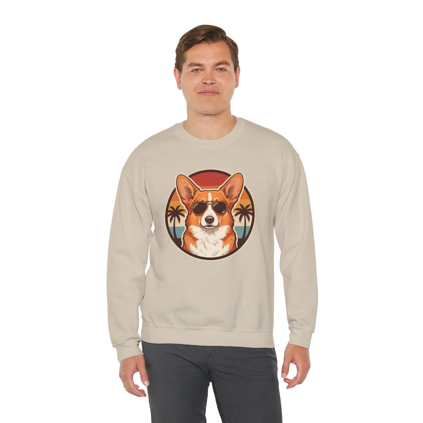 Corgi 70s Sunset Aviators Sweatshirt - Heavy Blend Fleece Crewneck - Unisex White