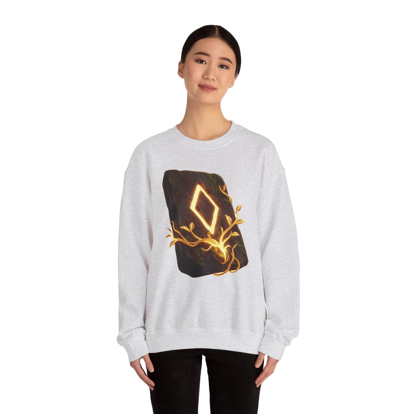 Ingwaz Rune Sacred Seed Sweatshirt - Classic Fit Heavy Blend Crewneck - Unisex White