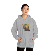 Elhaz Protection Rune Antler Hoodie - Heavy Blend Cotton Blend Pullover - Unisex White