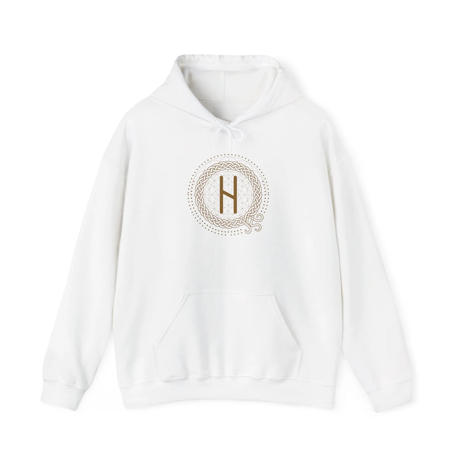 Hagalaz Crushing Change Rune Hoodie - Heavy Blend Fleece Pullover - Unisex White