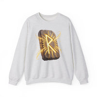 Raido Rune Journey Wheel Sweatshirt - Heavy Blend Classic Crewneck - Unisex White