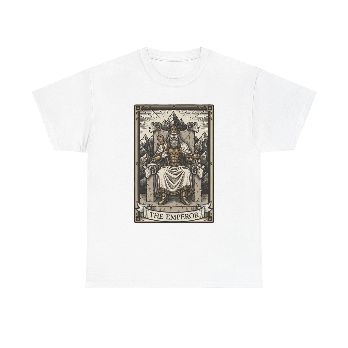 The Emperor Tarot Card T-Shirt - Heavy Cotton Classic Fit - Unisex White