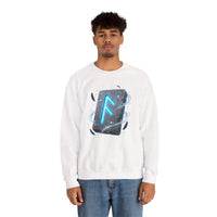 Ansuz Rune Divine Speech Graphic Sweatshirt - Heavy Blend Fleece Crewneck - Unisex White